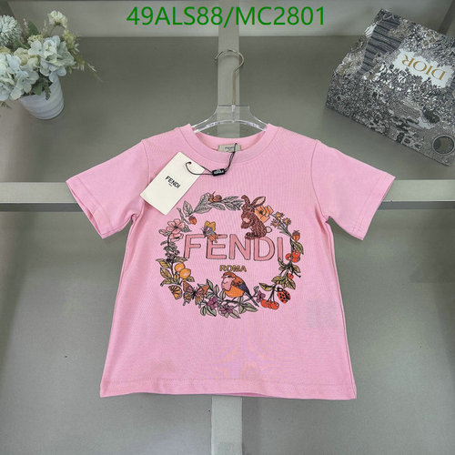 Fendi Kids' Adorable Pink Floral Bunny & Bird Print Short Sleeve T-Shirt