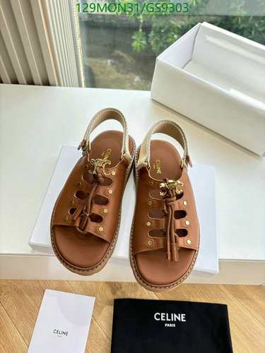 Celine Women's Triomphe Flat Sandals in Tan Calfskin - Stylish & Comfortable