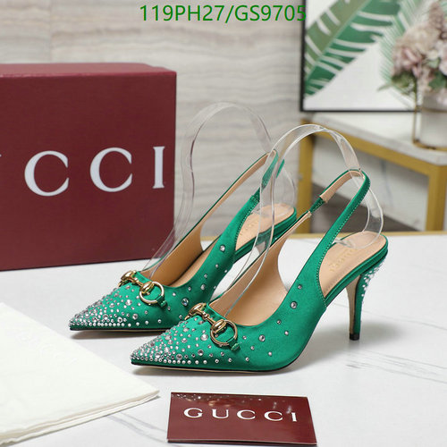 Gucci Women's Green Slingback Pumps with Crystal Embellishments