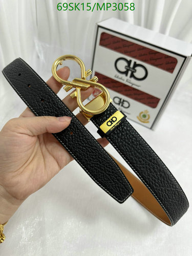 Salvatore Ferragamo Men's Reversible Gancini Buckle Belt - Black Cowhide