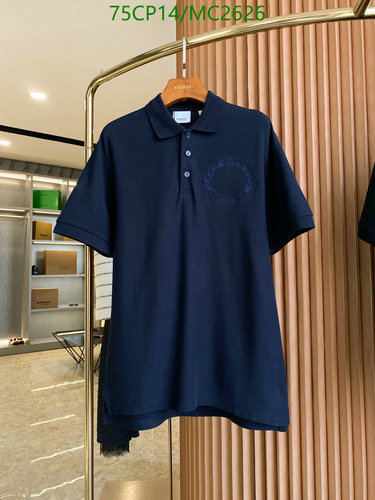 Burberry Men's Navy Polo Shirt with Embroidered Logo, Short-Sleeve Design