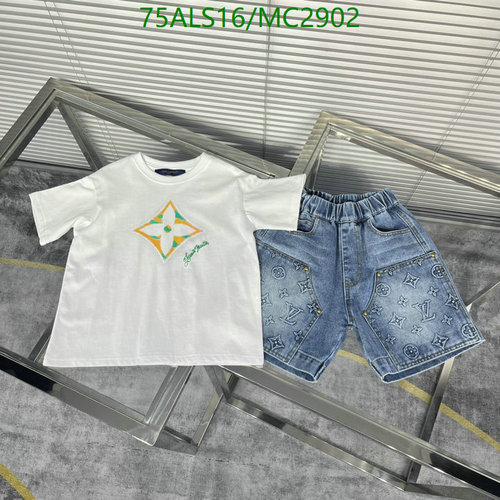 Louis Vuitton Kids' Monogram T-Shirt & Denim Shorts Set - Stylish & Comfortable 2 Louis Vuitton Kids' Monogram T-Shirt & Denim Shorts Set - Stylish & Comfortable