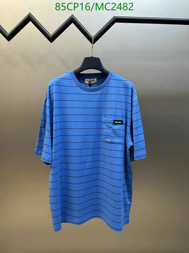Products 13 Miu Miu Striped Cotton T-Shirt with Pocket - Relaxed Fit for Everyday Comfort