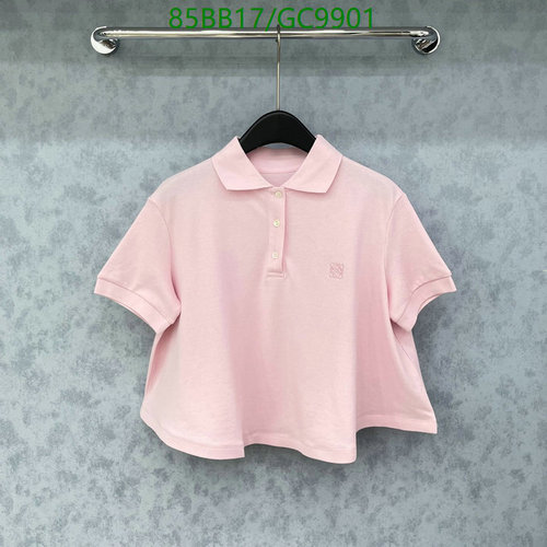 Loewe Women's Pink Cropped Polo Shirt - Short Sleeve Cotton Top for Summer