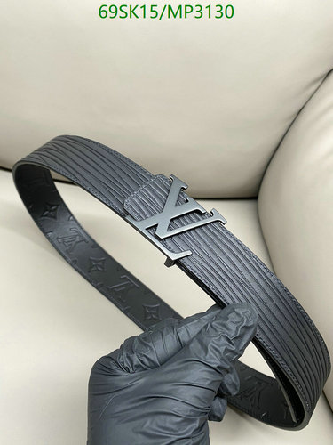 Louis Vuitton MP3130 Cowhide Belt - Elegant Dark Grey with LV Buckle