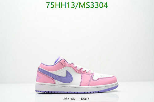Air Jordan 1 Low Women's Casual Sneakers - Pink & Purple Everyday Shoes MS3304