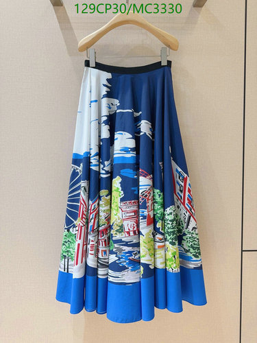 Products 12 Dior Women's Cotton Midi Skirt with Vibrant Cityscape Print - MC3330