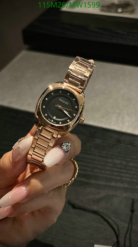 Gucci Women's Rose Gold Tone Watch with Black Dial - MW1599 28mm