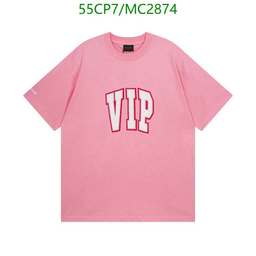 Products 1 Balenciaga Pink "VIP" Short Sleeve T-Shirt - Comfortable Cotton Crewneck Top