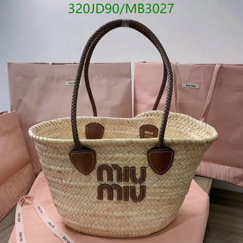 Miu Miu Woven Straw Tote Bag with Braided Handles - Stylish & Durable