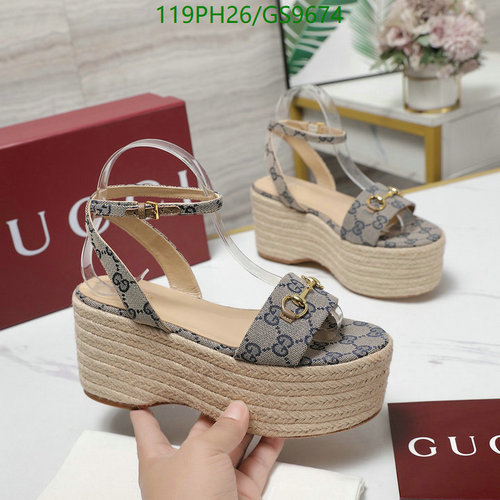 Gucci Women's GG Monogram Espadrille Platform Wedge Sandals 8CM Heel
