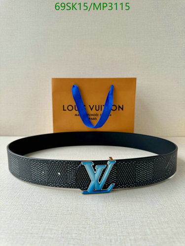 Louis Vuitton Men's Reversible Belt with LV Initial Buckle in Damier Graphite