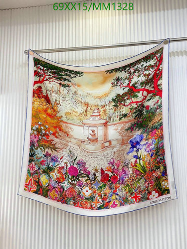 Louis Vuitton Silk Square Scarf - Vibrant Floral & Architectural Print