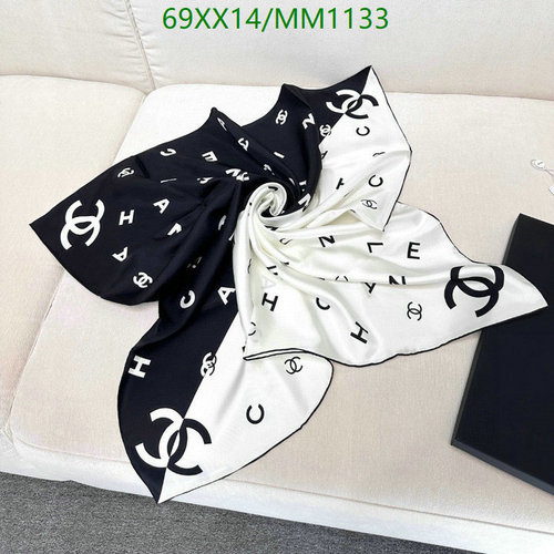 Chanel Black & White Silk Scarf - Elegant Luxury Accessory 90x90CM