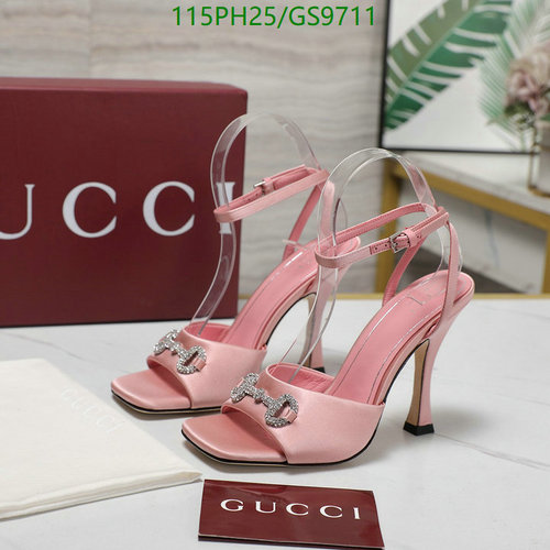 Gucci Women's Pink Silk & Leather Square Toe Crystal Buckle High Heel Sandals