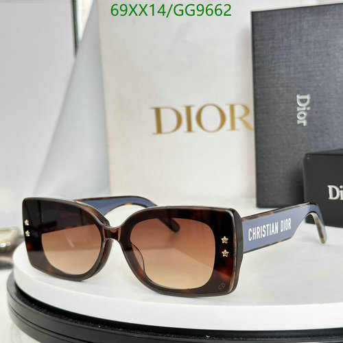 Christian Dior Square Tortoise Sunglasses with Star Embellishments