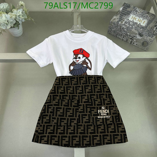 Fendi Kids' Adorable Bunny Graphic Tee & FF Logo Skirt Set for Children 1 Fendi Kids' Adorable Bunny Graphic Tee & FF Logo Skirt Set for Children