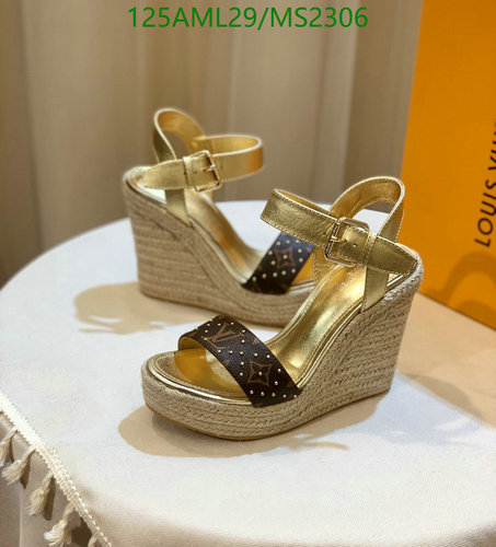 Louis Vuitton Women's Monogram Canvas Espadrille Wedge Sandals - Gold/Brown 46 Louis Vuitton Women's Monogram Canvas Espadrille Wedge Sandals - Gold/Brown