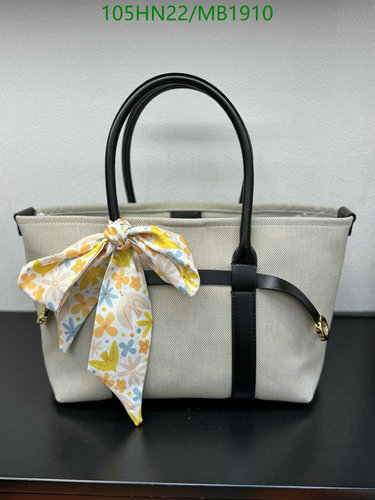 Loro Piana Chic Canvas & Cowhide Handbag with Floral Scarf Accent