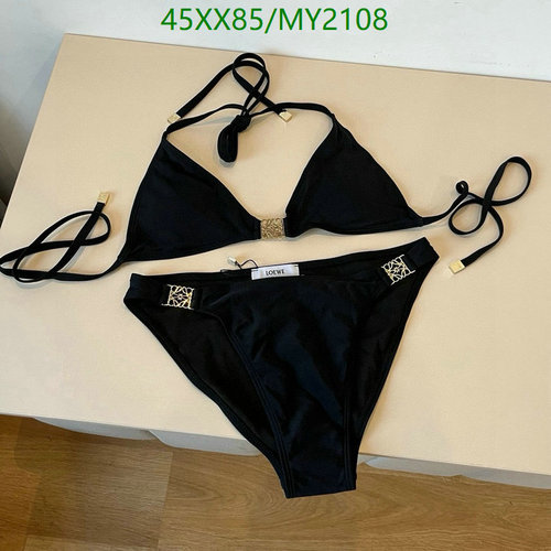 Loewe Women's Black Triangle Bikini Set with Anagram Hardware - Stylish Swimwear