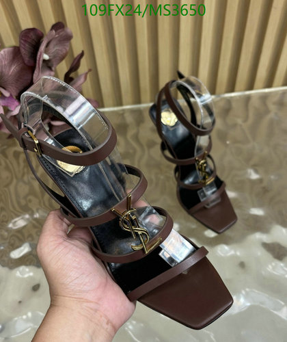 Yves Saint Laurent Women's Patent Leather Strappy Heels - 10CM Heel