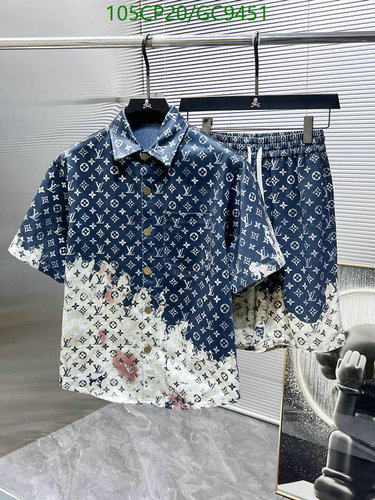 Louis Vuitton Monogram Denim Effect Short Sleeve Shirt & Shorts Set