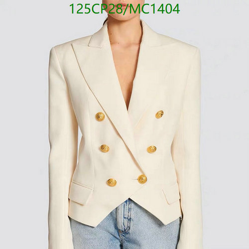 Balmain Women's Double-Breasted White Blazer with Gold-Tone Buttons