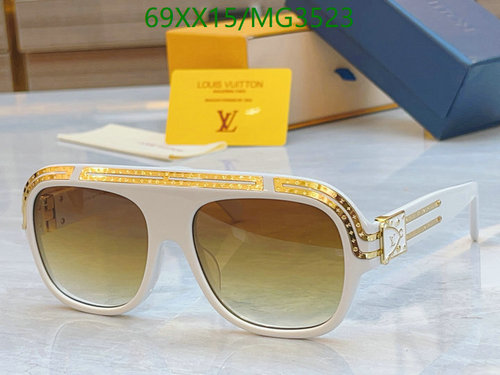 Louis Vuitton MG3523 White & Gold Aviator Sunglasses - Stylish Eye Protection