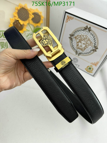 Versace Medusa Buckle Black Cowhide Leather Belt for Men - 3.5CM Width