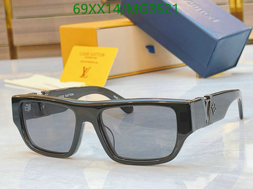 Louis Vuitton MG3521 Square Sunglasses - Classic Black Frame & UV Protection