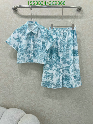 Dior Two-Piece Toile de Jouy Top and Skirt Set - Stylish Polyester Ensemble