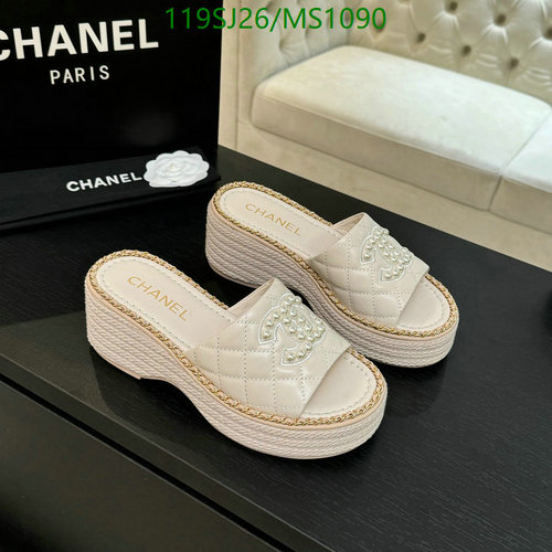 Chanel Women's Quilted Pearlescent CC Logo Wedge Sandals