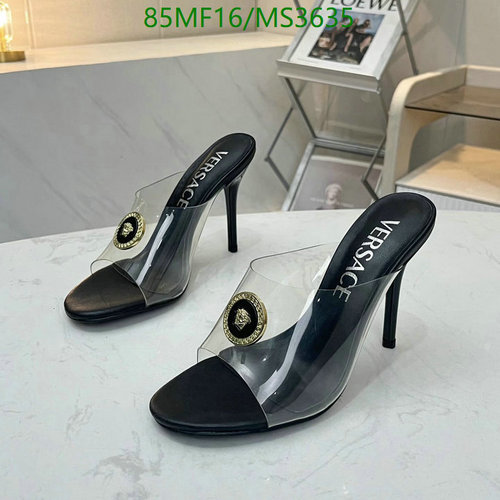 Versace Women's Medusa Embellished Clear Strap High Heel Mules