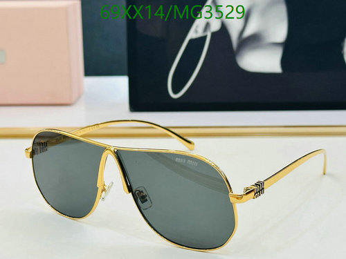 Miu Miu MG3529 Aviator Sunglasses Gold Frame, Grey Lens, 63-17-145 Size