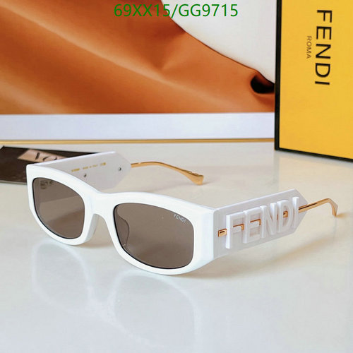 Fendi Chic White Rectangle Sunglasses with Gold-Tone Temples - UV Protection