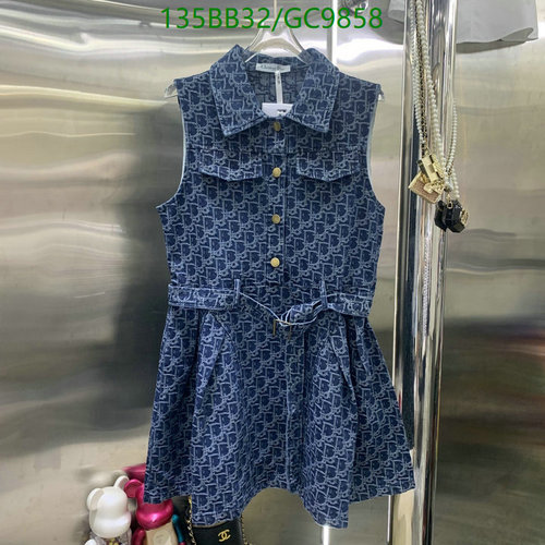 Dior Sleeveless Denim Dress with Belt - Stylish Monogrammed Cotton