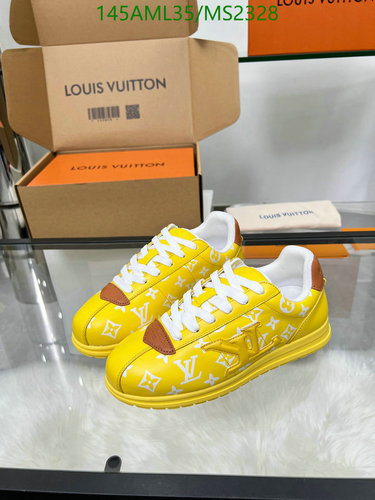 Products 4 Louis Vuitton Unisex Yellow Monogram Cowhide Leather Sneakers