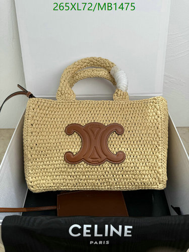 Celine Triomphe Medium Handbag in Raffia & Calfskin - Elegant Summer Tote