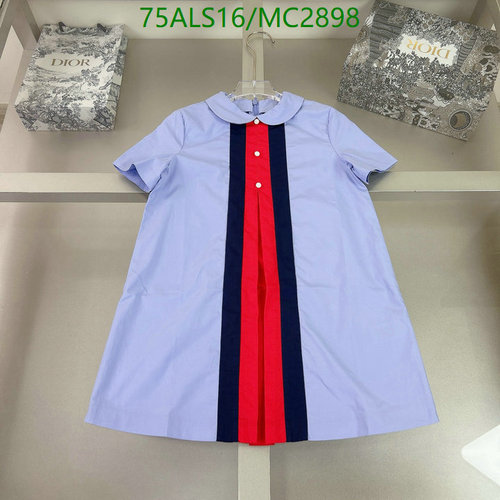 Gucci Kids' Peter Pan Collar Dress - Stylish Blue with Signature Web Stripe 3 Gucci Kids' Peter Pan Collar Dress - Stylish Blue with Signature Web Stripe