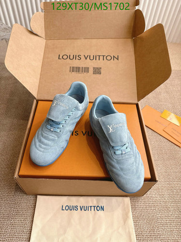 Louis Vuitton Unisex Light Blue Suede Leather Sneakers for Everyday Wear