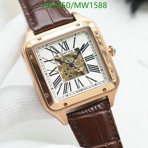 Cartier Santos-Dumont Rose Gold Skeleton Automatic Watch, Brown Alligator Strap