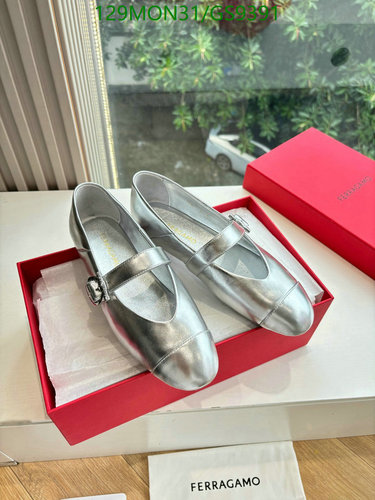 Ferragamo Women's Silver Sheepskin Mary Jane Flats - Elegant & Comfortable