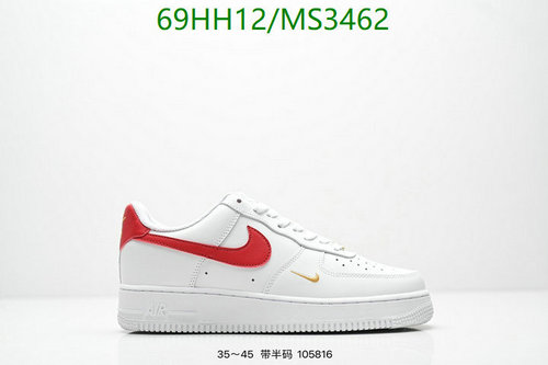 Nike Air Force 1 Low White Red Gold Unisex Sneakers - MS3462