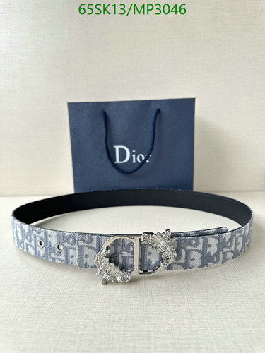 Dior Oblique Pattern Belt for Women - Reversible Cowhide Leather, 3.5CM Width