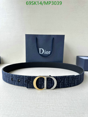 Dior Elegant Men's Cowhide Belt with CD Buckle - 3.5CM Width, Various Lengths