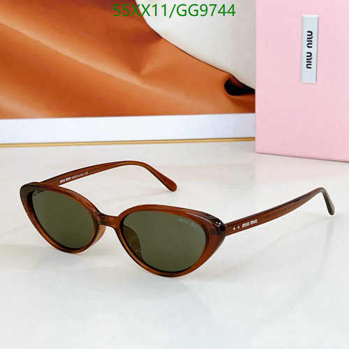 Miu Miu Women's Retro Cat-Eye Sunglasses - Brown Frame, Green Lenses