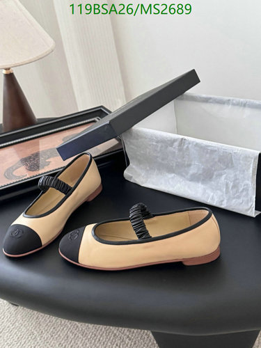 Chanel Women's Mary Jane Ballet Flats with Ruched Strap - Sheepskin & Leather