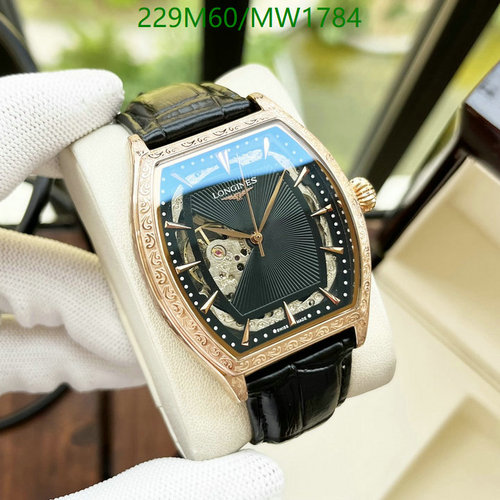 Longines Master Collection Automatic Watch - Rose Gold-tone, Black Dial, Leather Strap