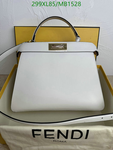 Fendi Peekaboo ISeeU Medium White Leather Handbag with Top Handle