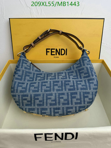 Fendi Denim FF Motif Croissant Bag - Elegant Shoulder Bag for Women